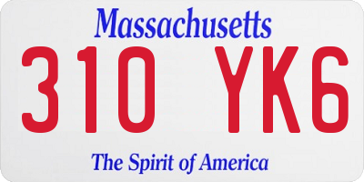 MA license plate 310YK6