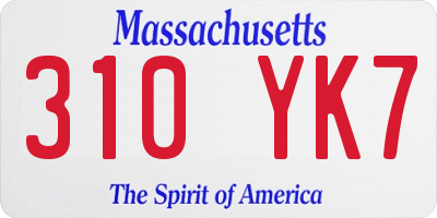 MA license plate 310YK7