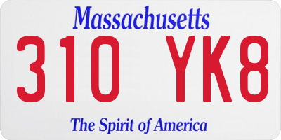 MA license plate 310YK8