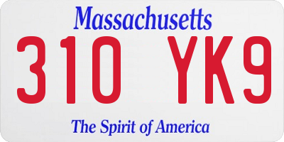 MA license plate 310YK9