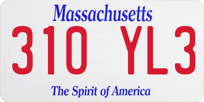 MA license plate 310YL3