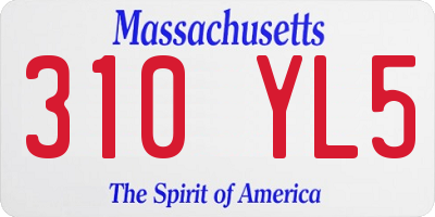 MA license plate 310YL5