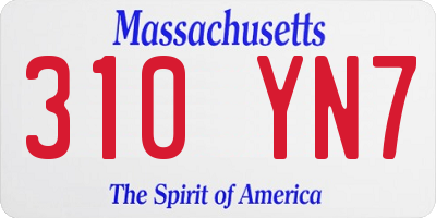 MA license plate 310YN7