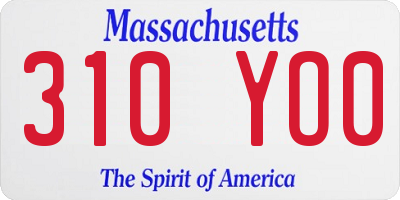 MA license plate 310YO0