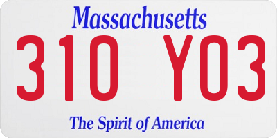 MA license plate 310YO3