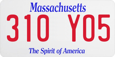 MA license plate 310YO5