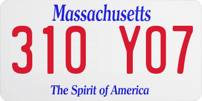 MA license plate 310YO7