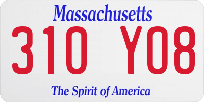 MA license plate 310YO8