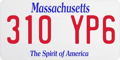 MA license plate 310YP6
