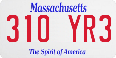 MA license plate 310YR3
