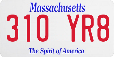 MA license plate 310YR8