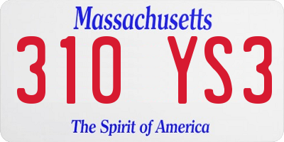 MA license plate 310YS3