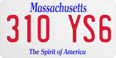 MA license plate 310YS6