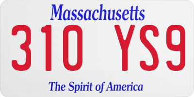 MA license plate 310YS9