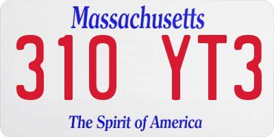 MA license plate 310YT3