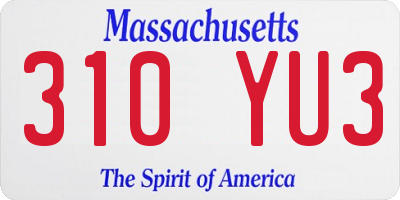 MA license plate 310YU3