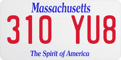 MA license plate 310YU8