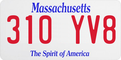 MA license plate 310YV8