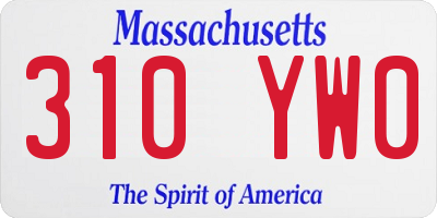 MA license plate 310YW0