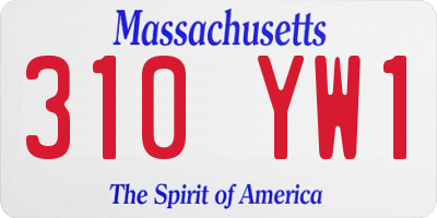 MA license plate 310YW1