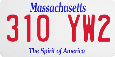 MA license plate 310YW2