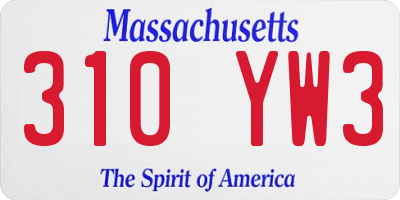 MA license plate 310YW3