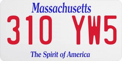 MA license plate 310YW5