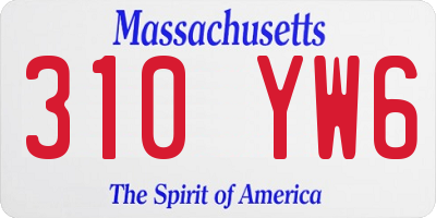 MA license plate 310YW6