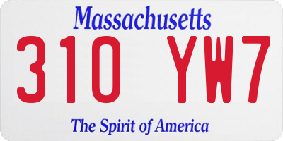 MA license plate 310YW7