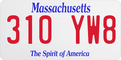 MA license plate 310YW8