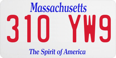 MA license plate 310YW9