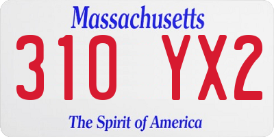 MA license plate 310YX2
