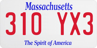 MA license plate 310YX3