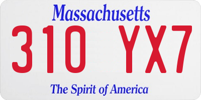 MA license plate 310YX7