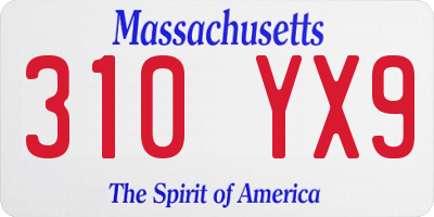 MA license plate 310YX9