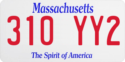 MA license plate 310YY2