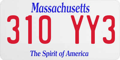 MA license plate 310YY3