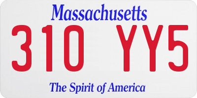 MA license plate 310YY5