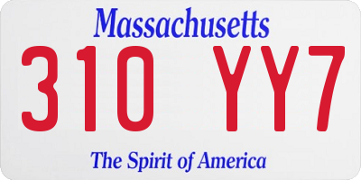 MA license plate 310YY7