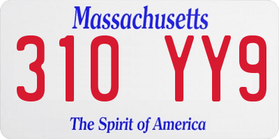 MA license plate 310YY9