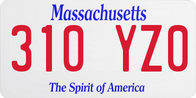 MA license plate 310YZ0