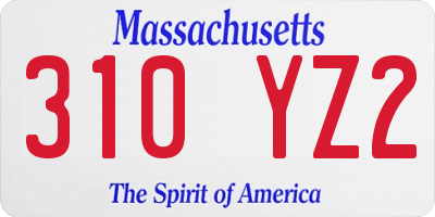 MA license plate 310YZ2