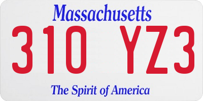 MA license plate 310YZ3