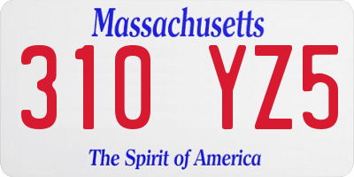 MA license plate 310YZ5