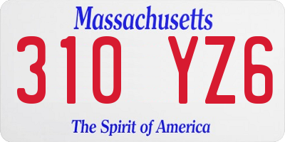 MA license plate 310YZ6