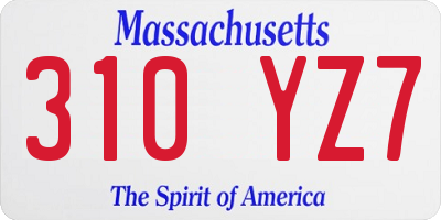MA license plate 310YZ7