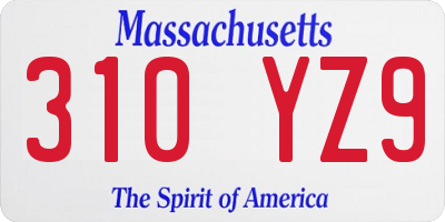 MA license plate 310YZ9