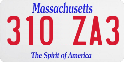 MA license plate 310ZA3
