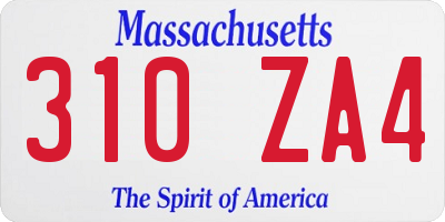 MA license plate 310ZA4