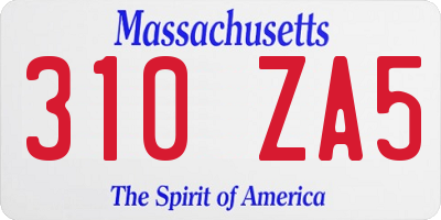 MA license plate 310ZA5